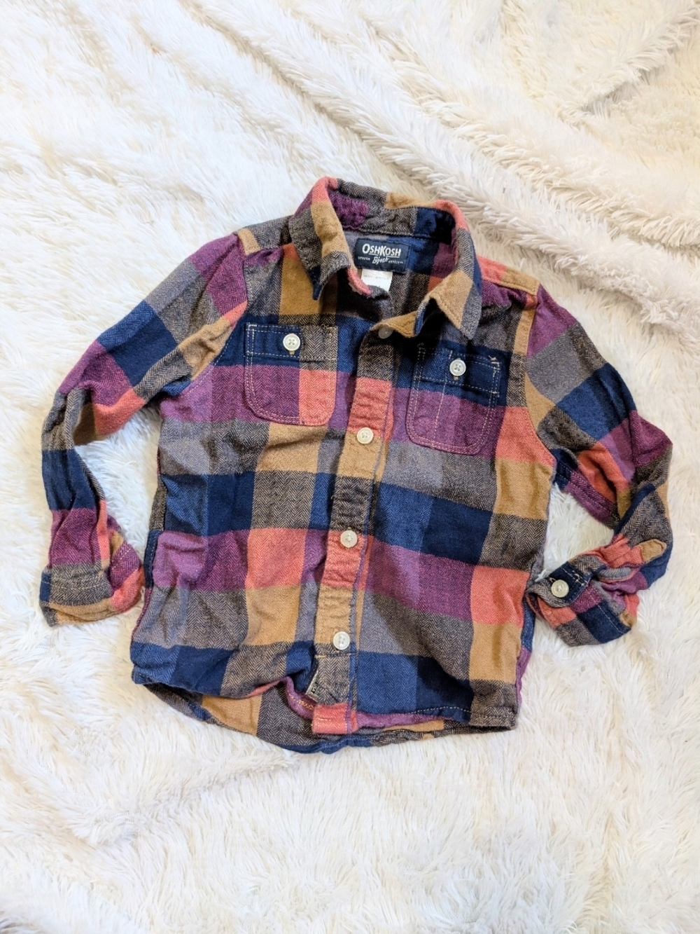 OshKosh B'gosh Multicolor Plaid Button Down Long Sleeve Shirt Size 24 Months